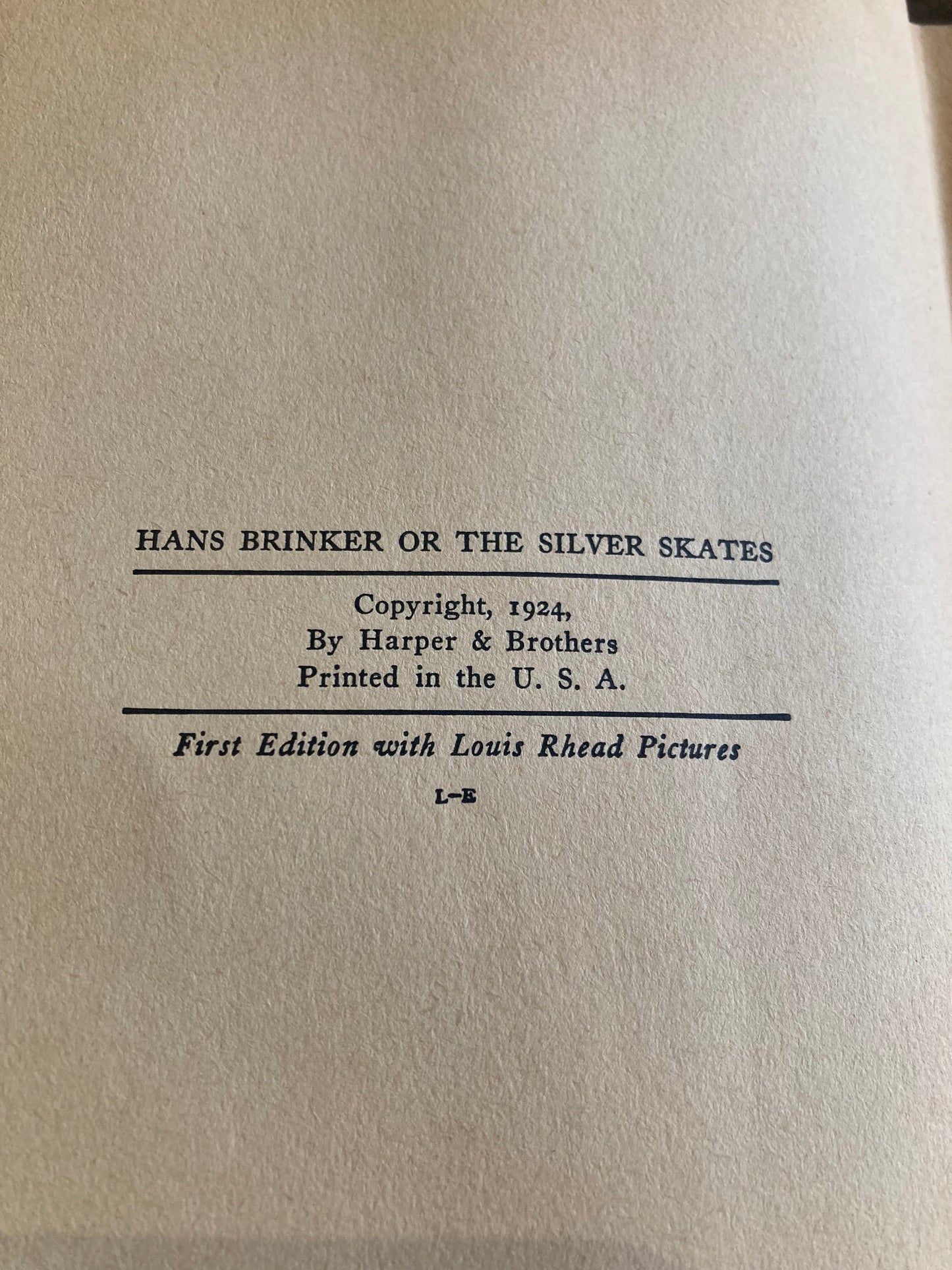 Vintage 1924 Hans Brinker by Mary Mapes Dodge (Illustrated)